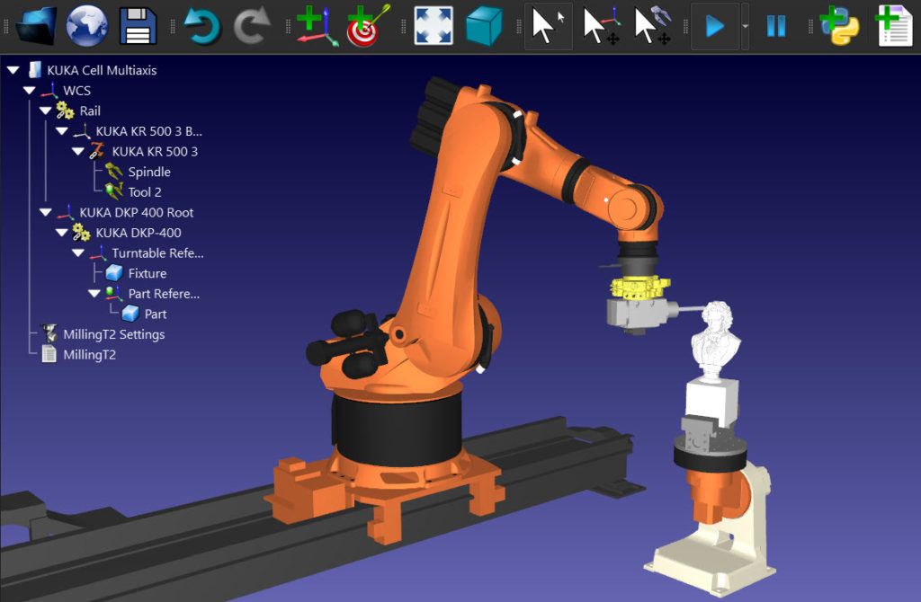 KUKA robot milling with rail and turntable