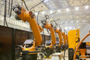 Modern robots in an automated heavy industry plant