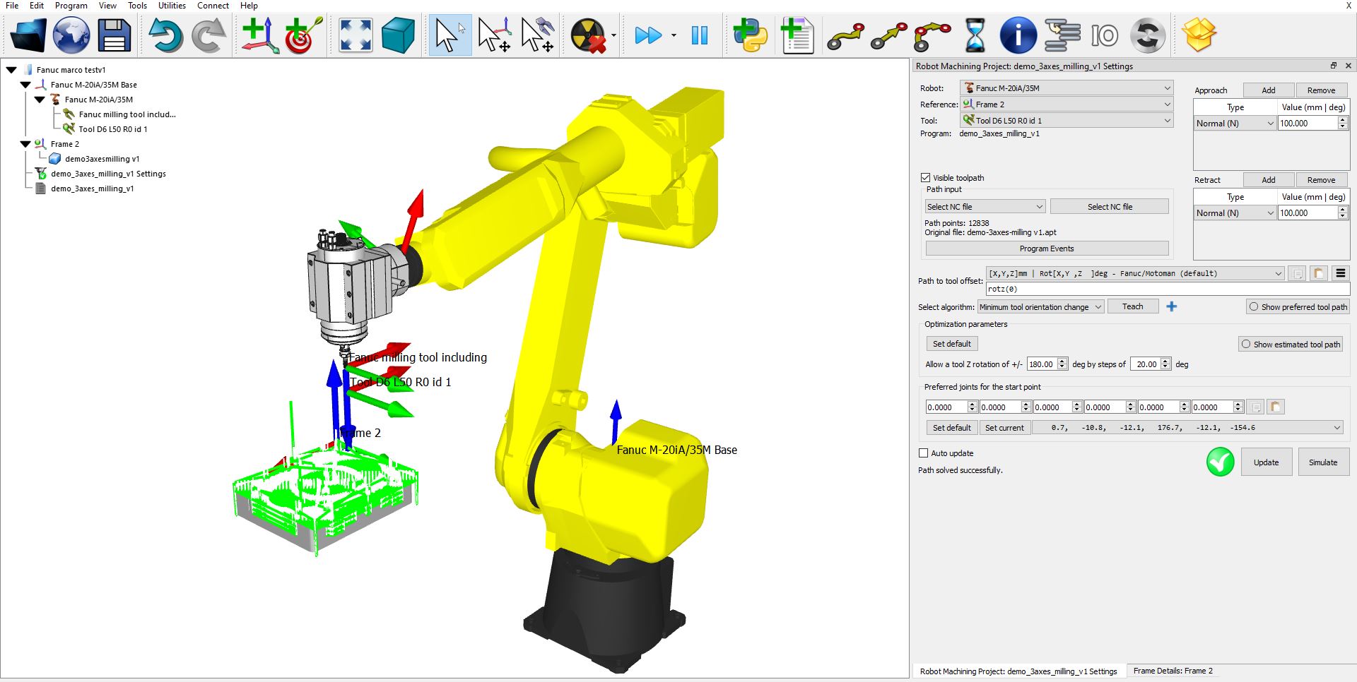 CNC-milling with the Fanuc M-20iA/35M Robot and controller